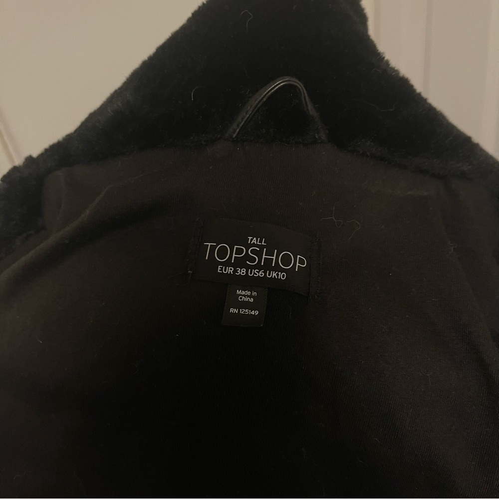 Topshop | shearling faux leather moto jacket - Picture 5 of 12